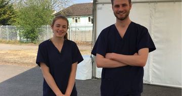 Year 13 students working as healthcare assistants with the Covid-19 swabbing team