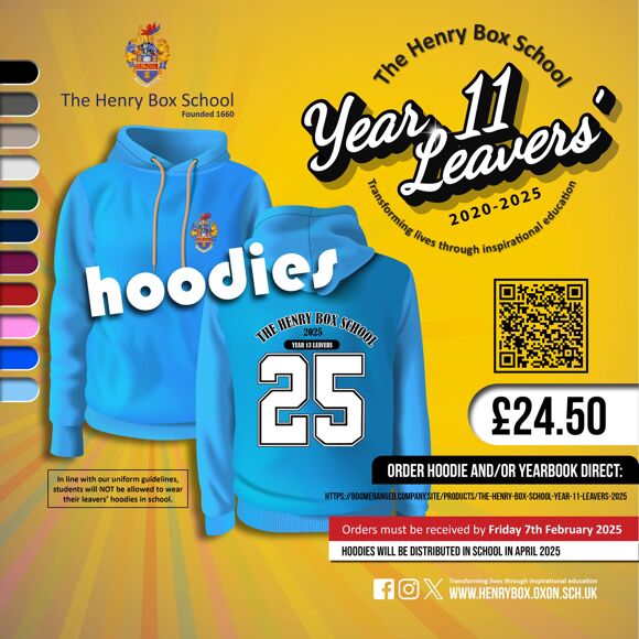 Year 11 leavers hoodie poster 2025